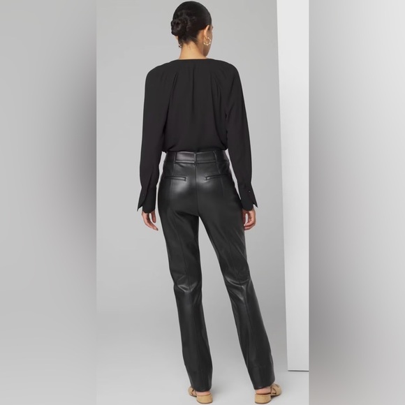 WHBM High-Rise Slim Faux Leather Trousers Black Size 6 - Picture 3 of 5